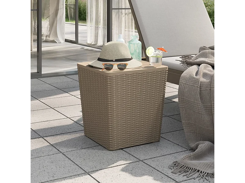 Table de jardin avec couvercle amovible marron clair PP