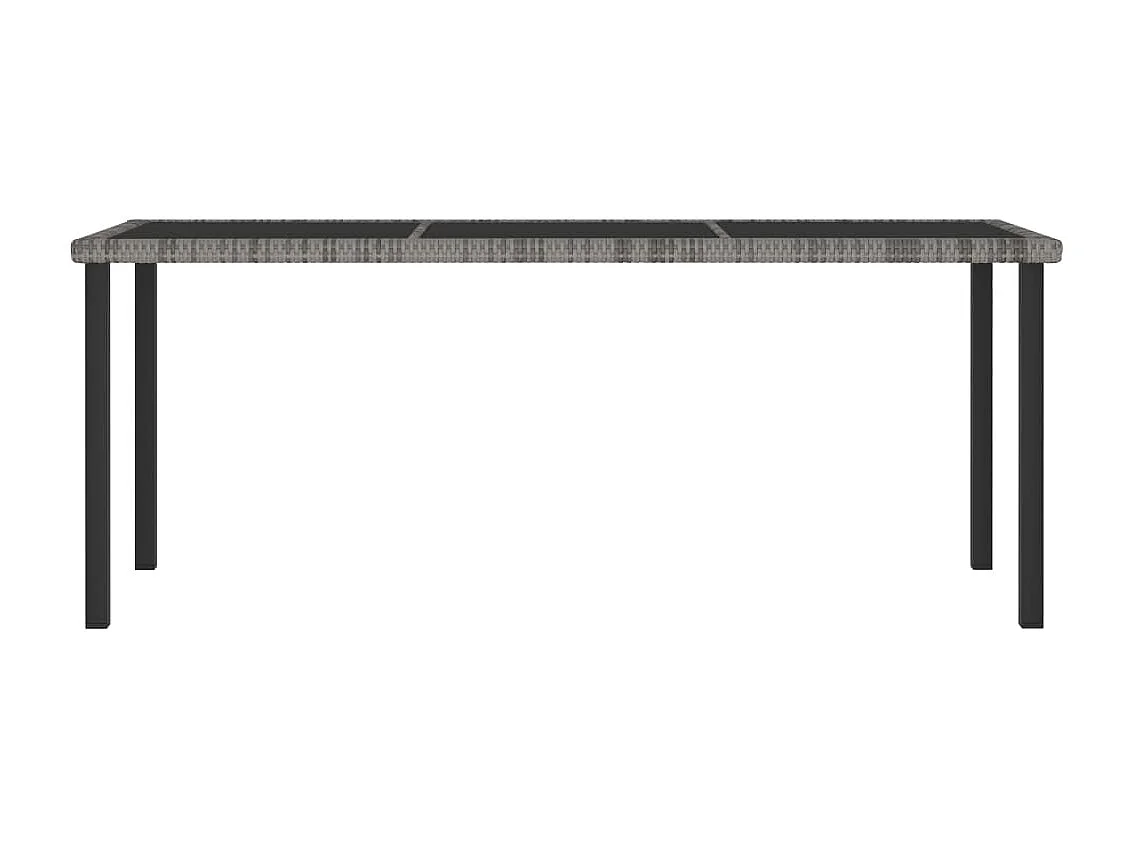 Mesa de jantar para jardim 180x70x73 cm vime PE cinzento