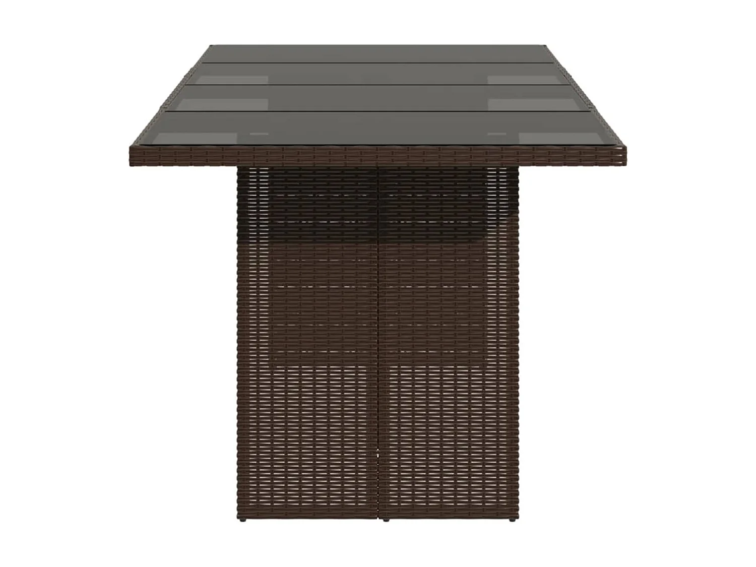 Mesa de jardín superficie de vidrio ratán PE marrón 190x80x74cm