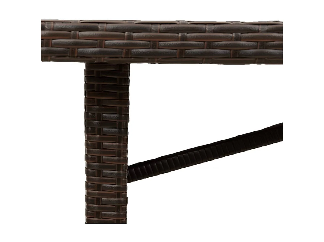 Mesa de jardín superficie de vidrio ratán PE marrón 190x80x74cm