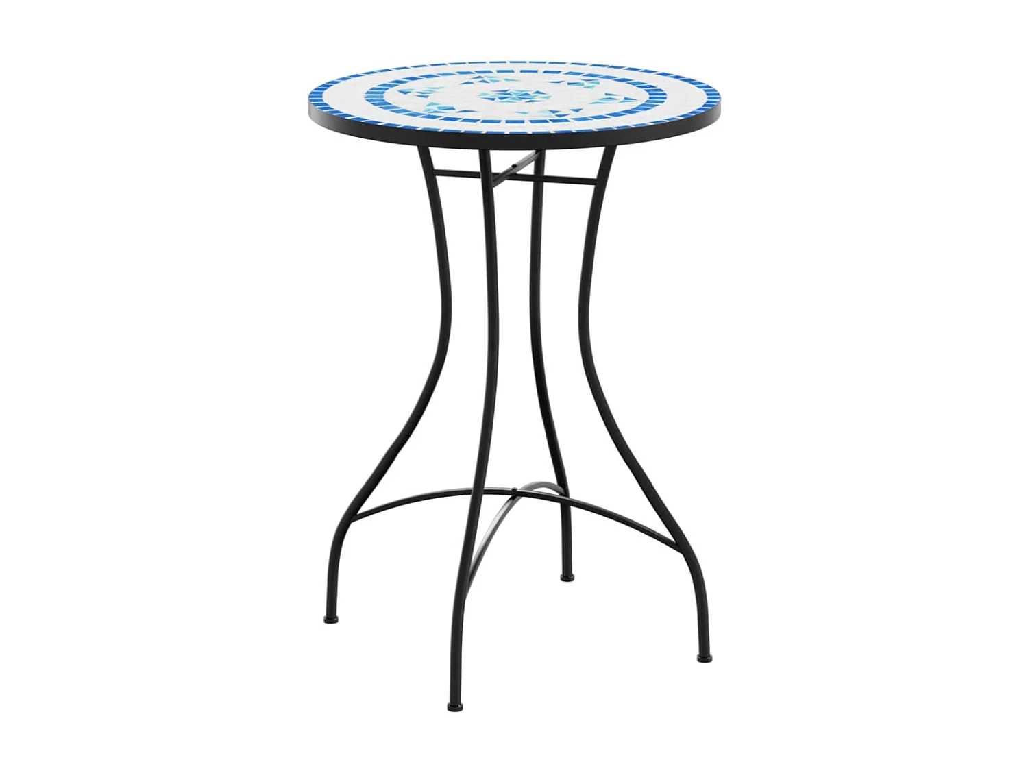 Table de bistro mosaïque bleu et blanc Ø50x70 cm céramique