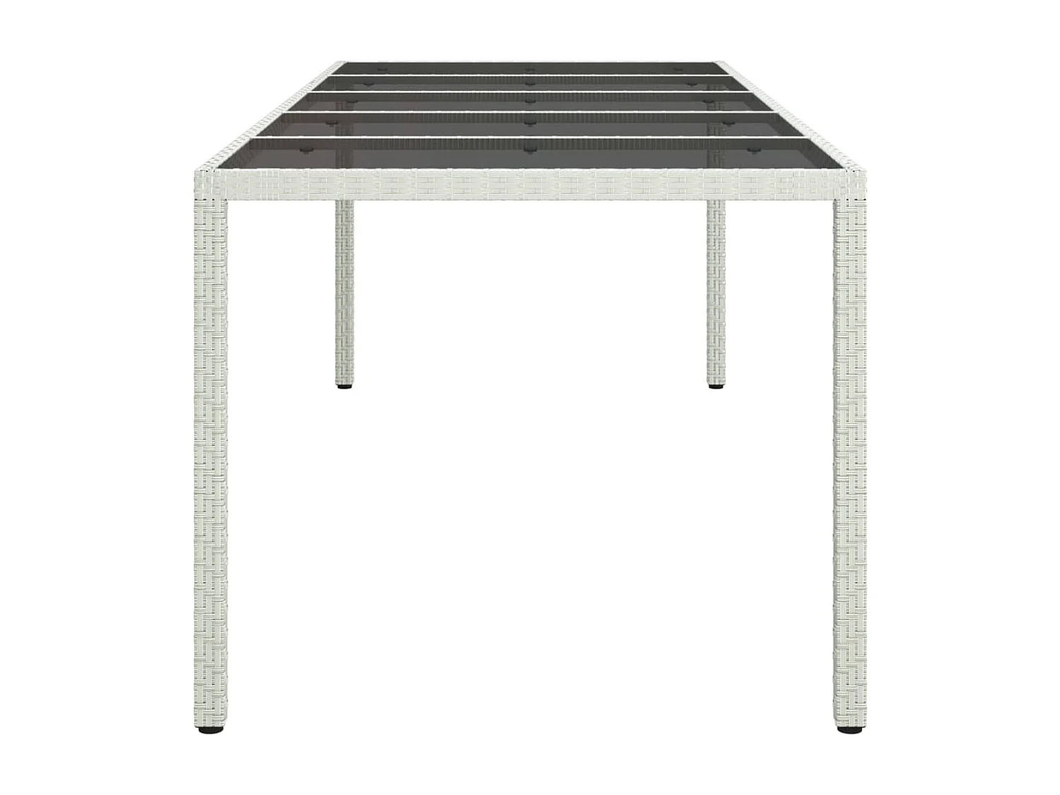 Mesa jardín vidrio templado ratán sintético blanco 250x100x75cm