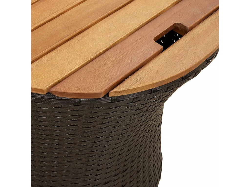 Mesas auxiliares jardín 2 pzas superficie de madera ratán negro