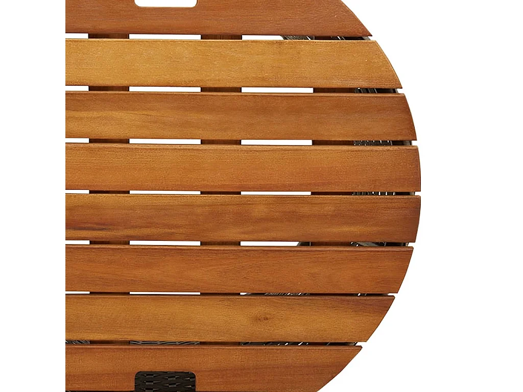 Mesas auxiliares jardín 2 pzas superficie de madera ratán negro