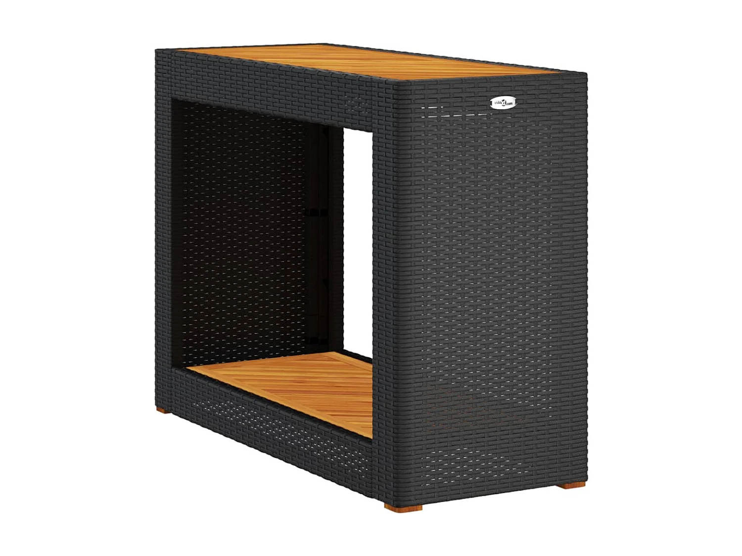 Tavolino da Giardino Piano Legno Nero 100x40x75 cm Polyrattan