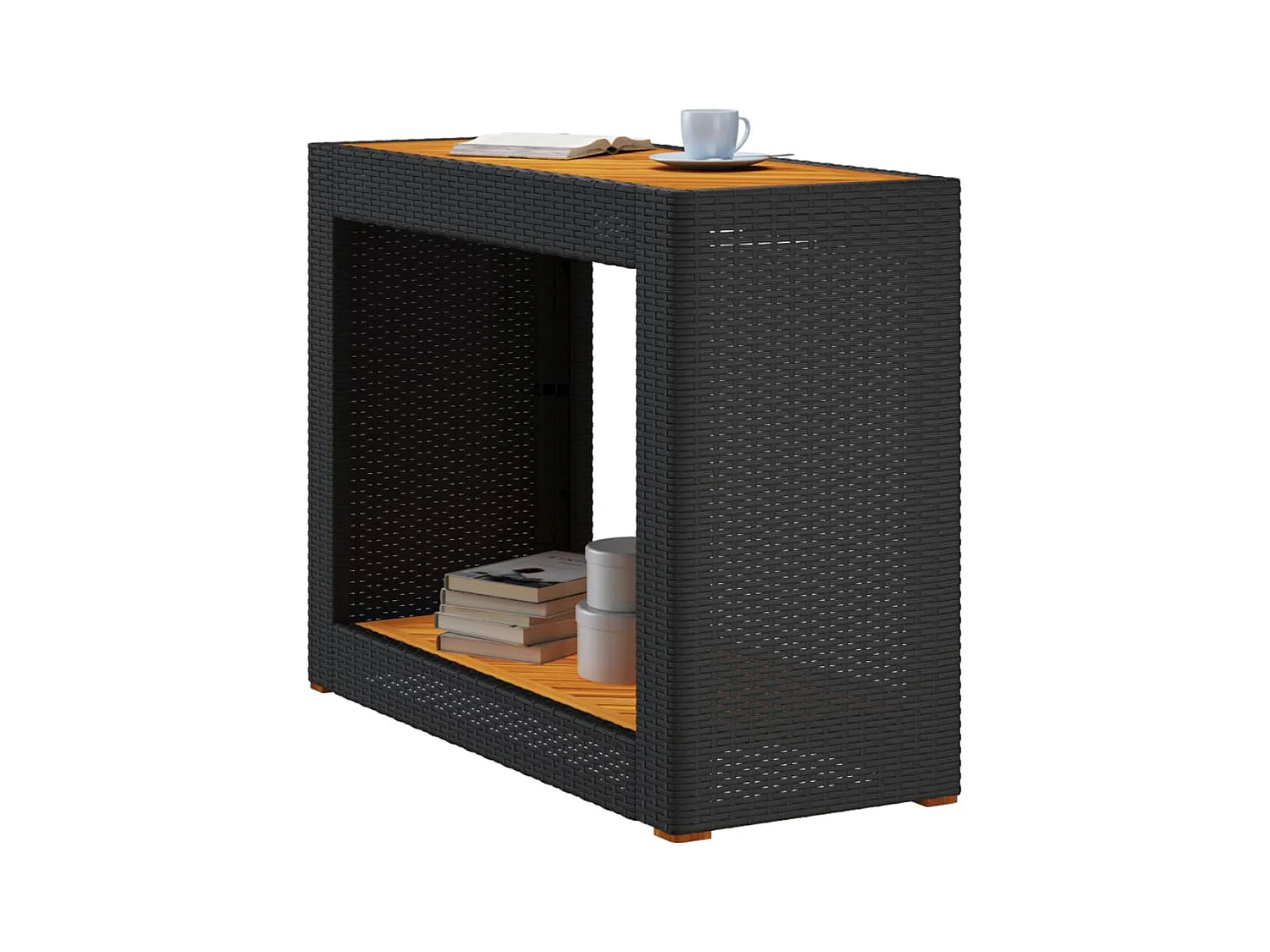 Table d'appoint de jardin dessus en bois noir 100x40x75 cm