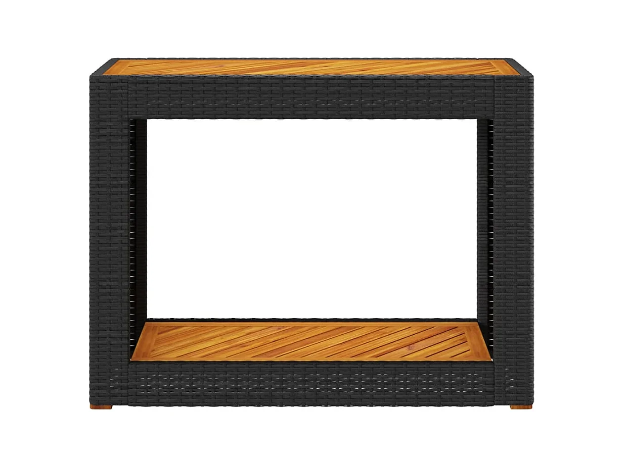 Table d'appoint de jardin dessus en bois noir 100x40x75 cm