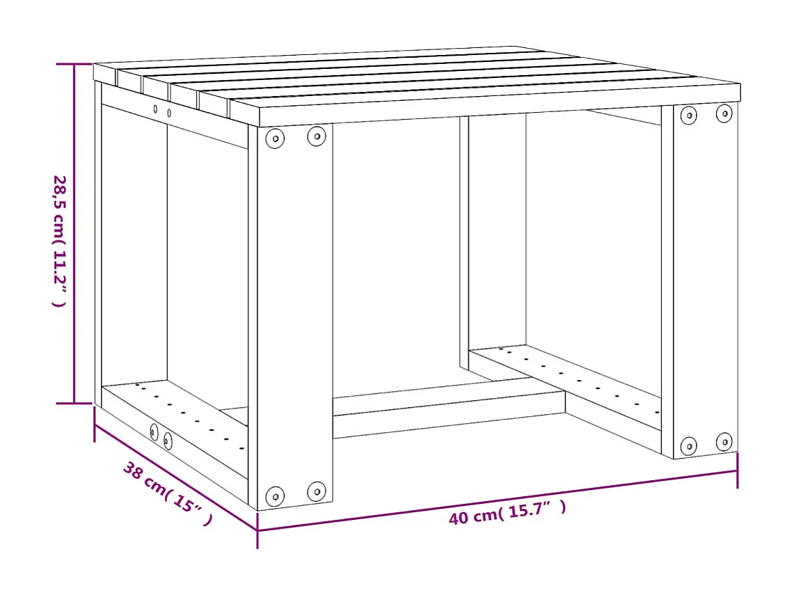 Mesa auxiliar de jardín madera pino marrón miel 40x38x28,5 cm