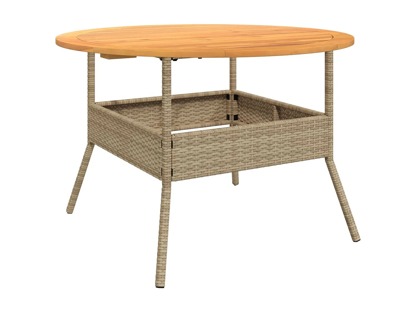 Table de jardin et dessus en bois d'acacia beige résine tressée