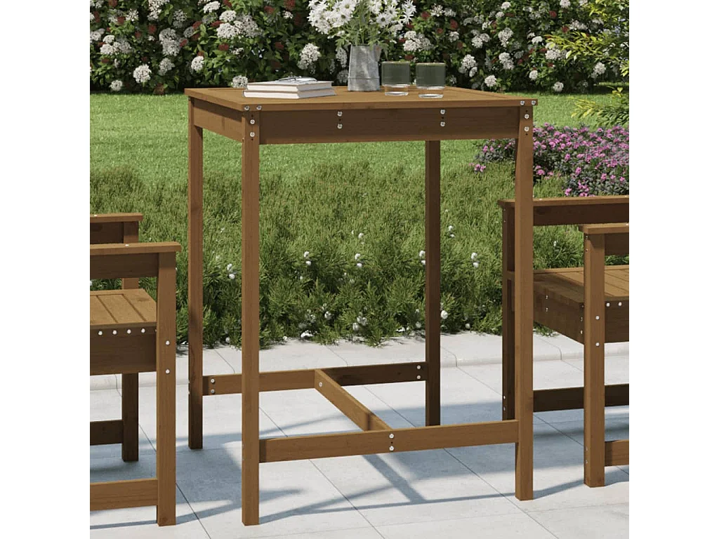 Tavolo da Giardino Ambra 82,5x82,5x110cm Legno Massello di Pino