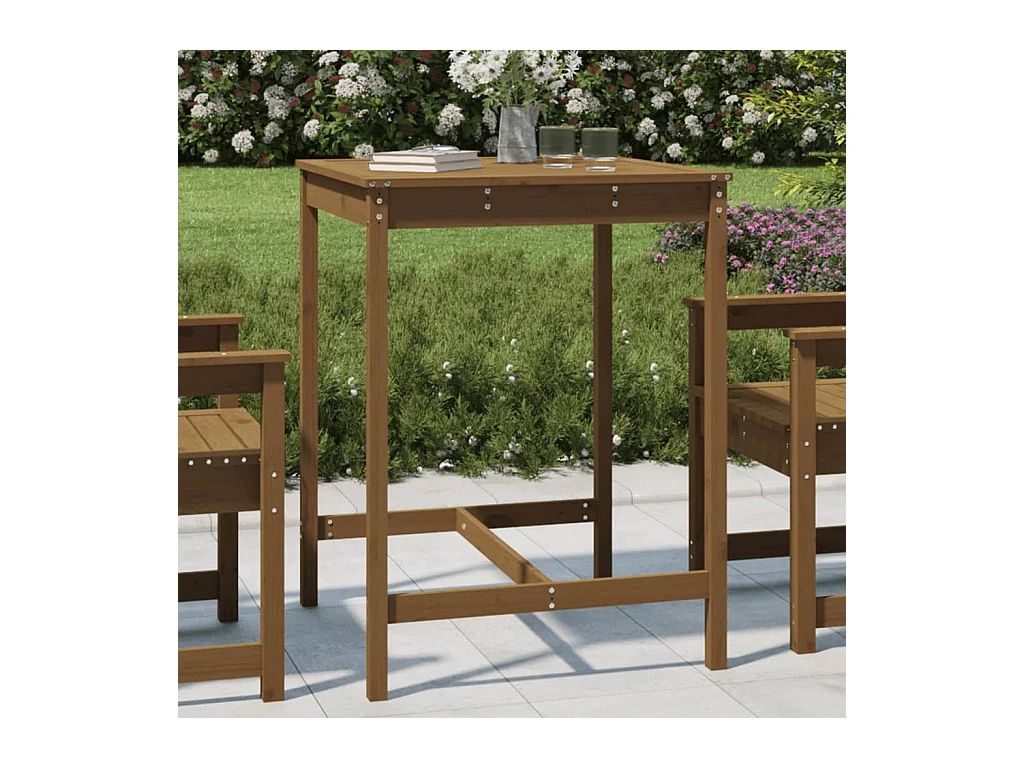 Table de jardin marron miel 82,5x82,5x110 cm bois massif de pin