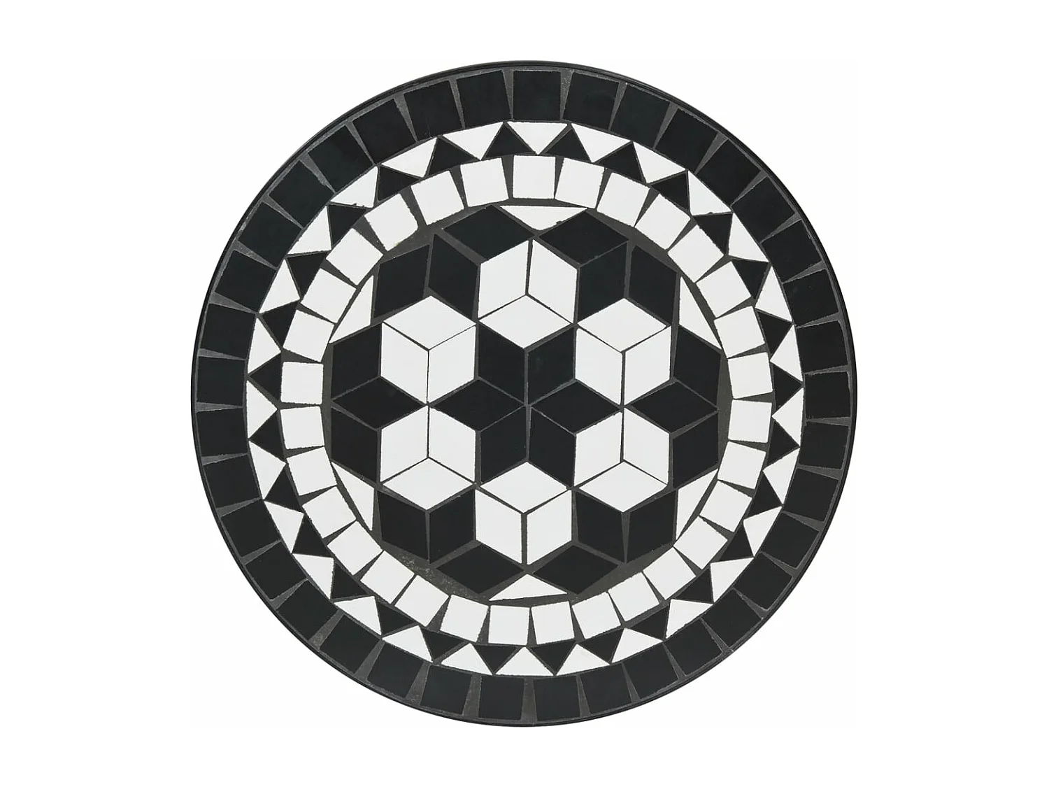 Mesa de bistrô em mosaico Ø50x70 cm cerâmica preto e branco