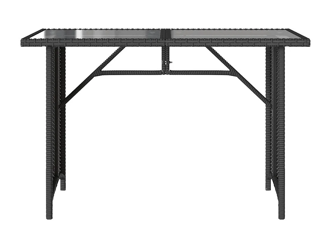 Table de jardin avec dessus en verre noir 110x68x70 poly rotin