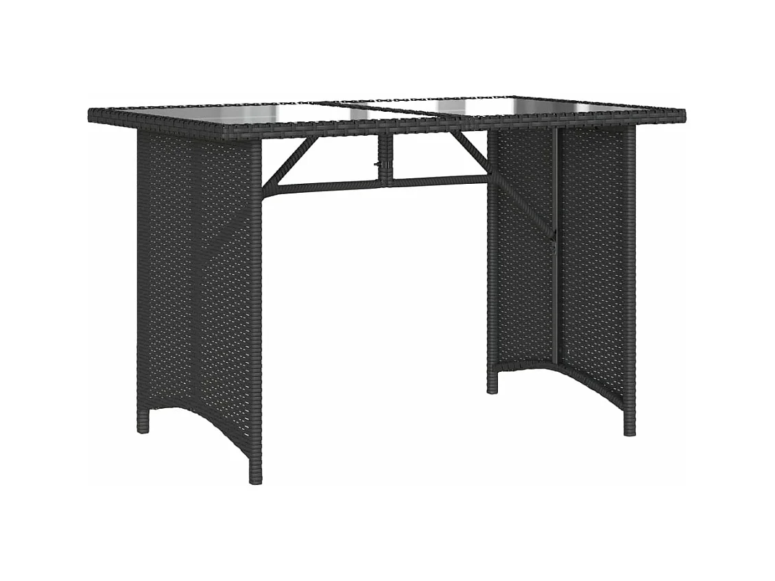 Table de jardin avec dessus en verre noir 110x68x70 poly rotin
