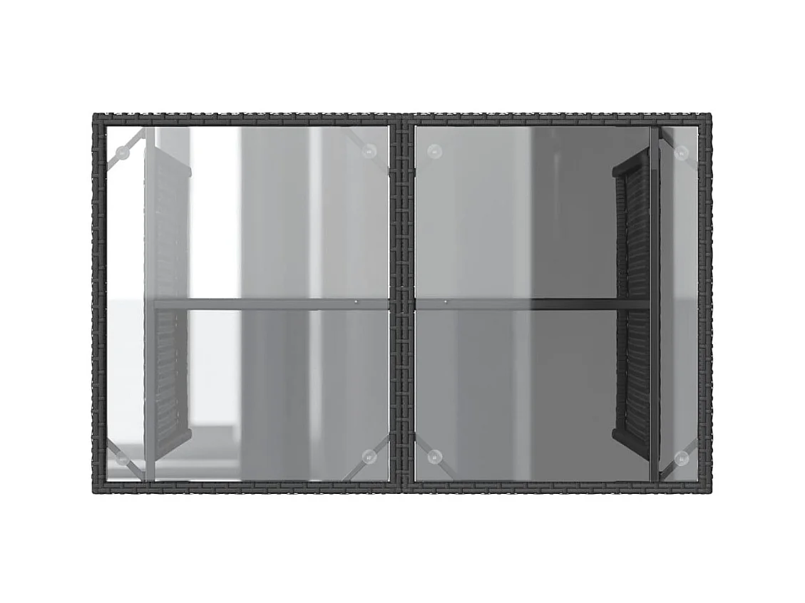 Table de jardin avec dessus en verre noir 110x68x70 poly rotin