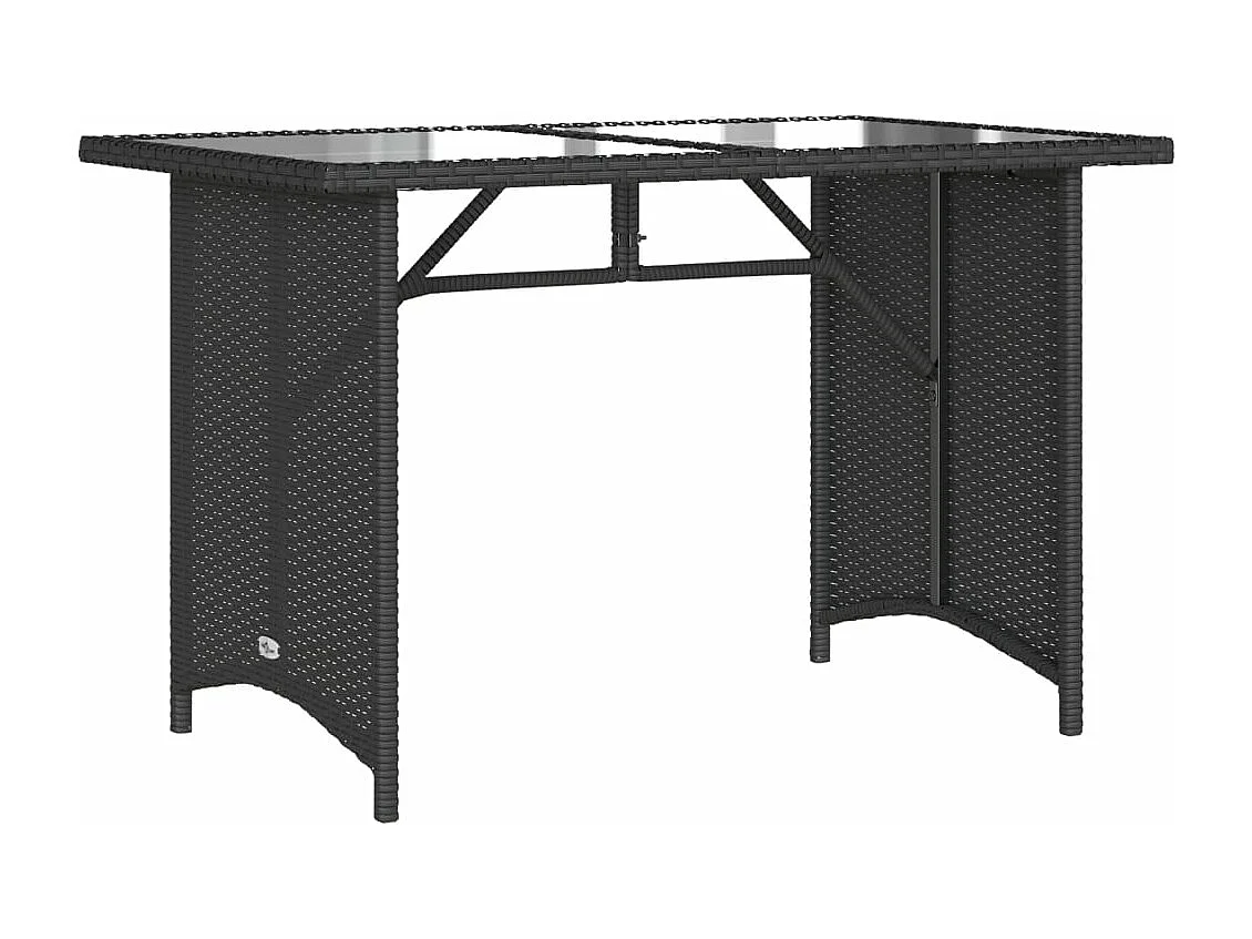 Mesa de jardim com tampo de vidro 110x68x70 cm vime PE preto