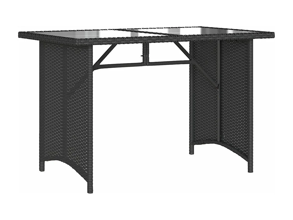 Mesa de jardim com tampo de vidro 110x68x70 cm vime PE preto