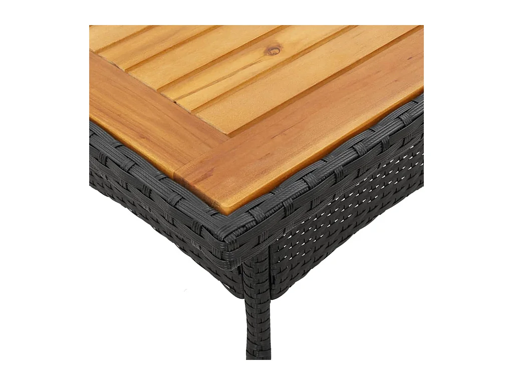Table de jardin et dessus en bois d'acacia noir résine tressée