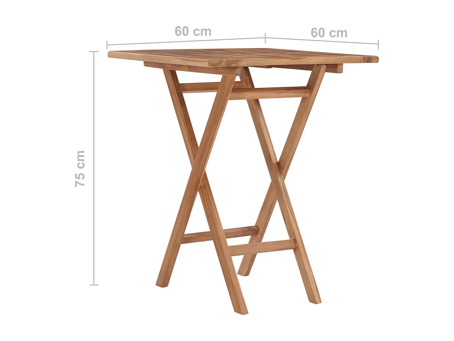 Mesa plegable de jardín madera maciza de teca 60x60x75 cm