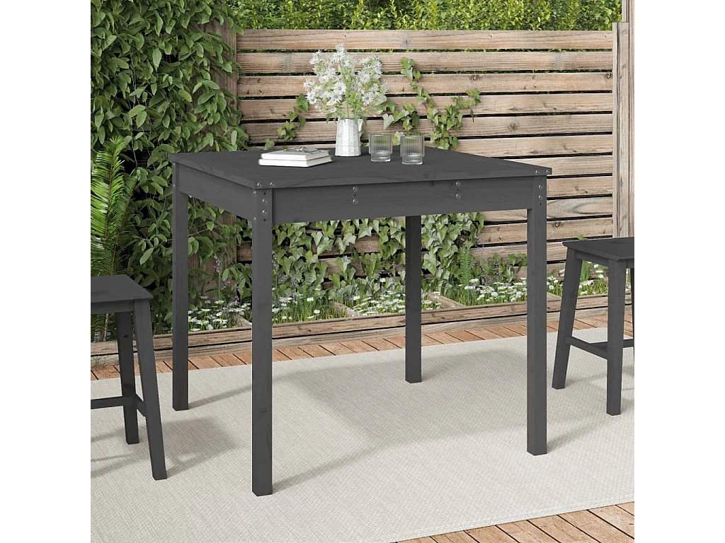 Mesa de jardín madera maciza pino gris 82,5x82,5x76 cm