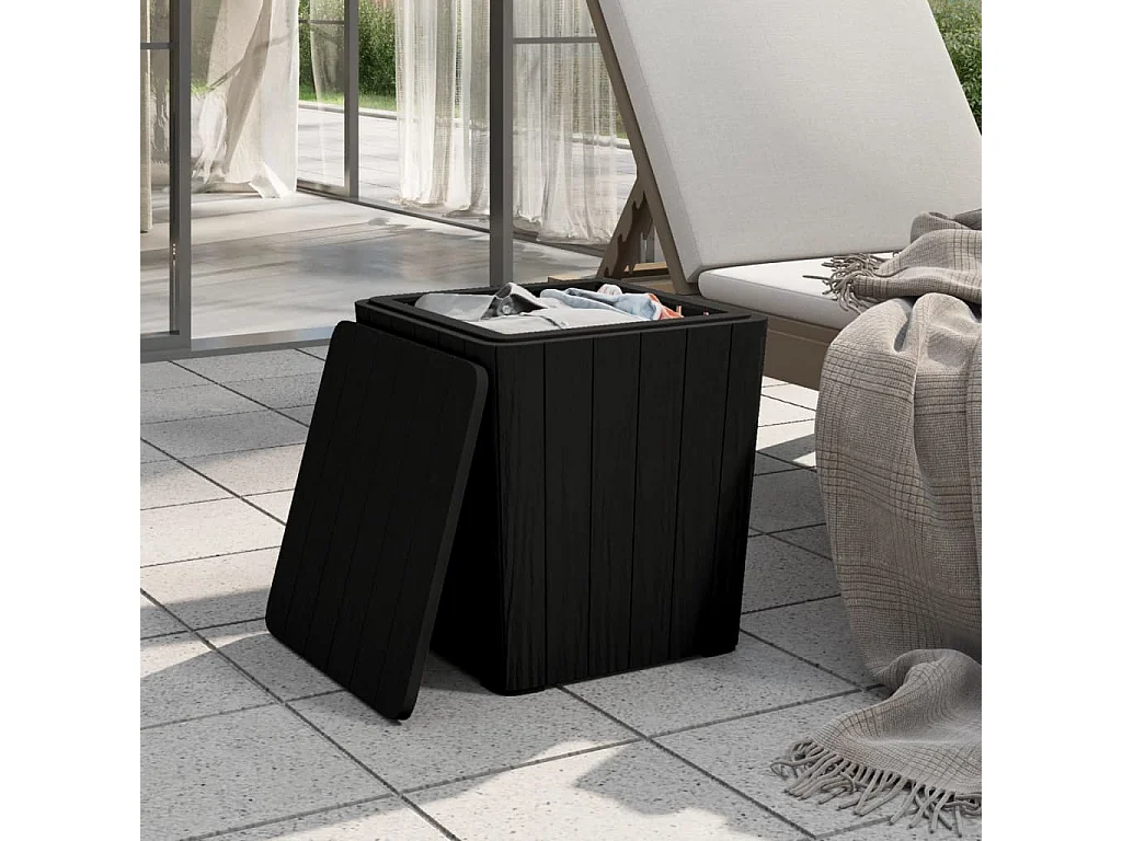 Table de jardin avec couvercle amovible noir polypropylène