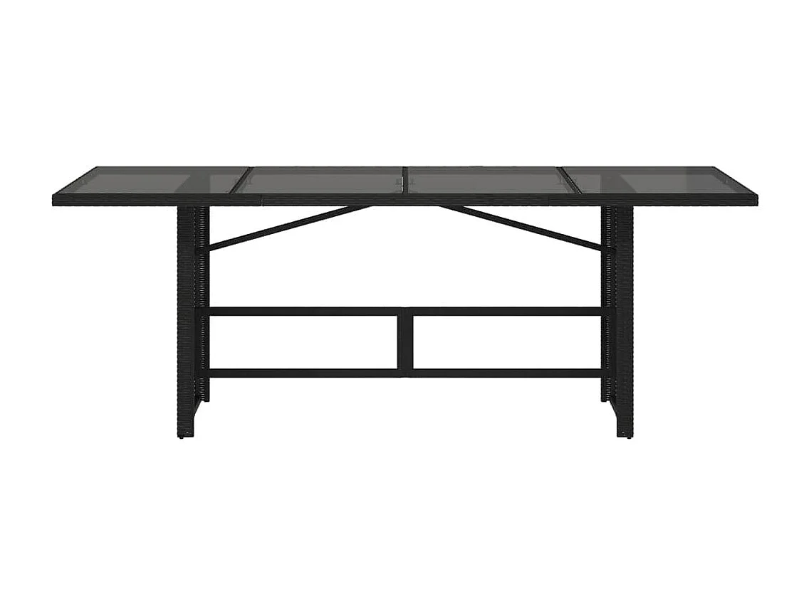 Mesa de jardim com tampo de vidro 190x80x75 cm vime PE preto