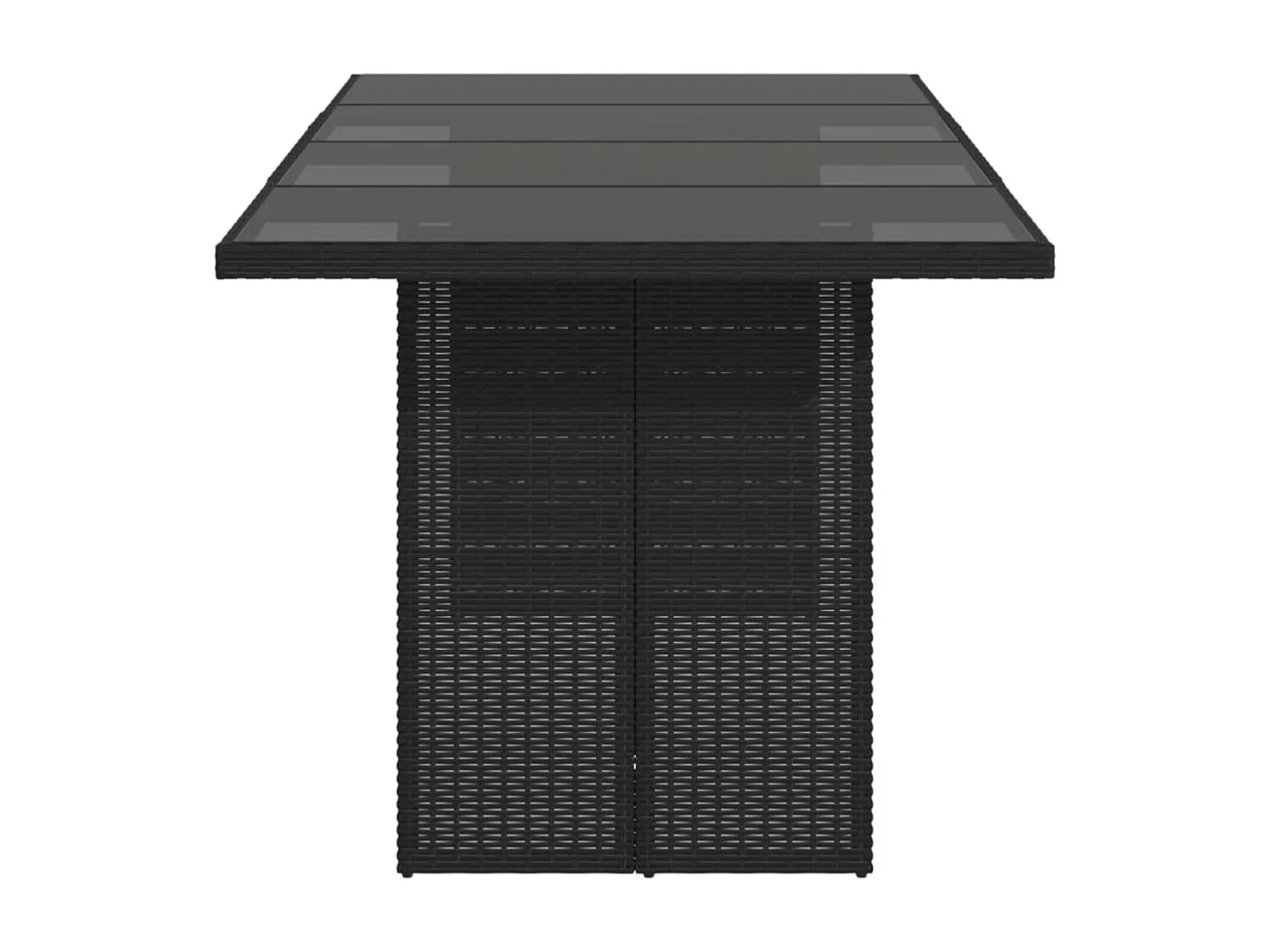 Mesa de jardim com tampo de vidro 190x80x75 cm vime PE preto