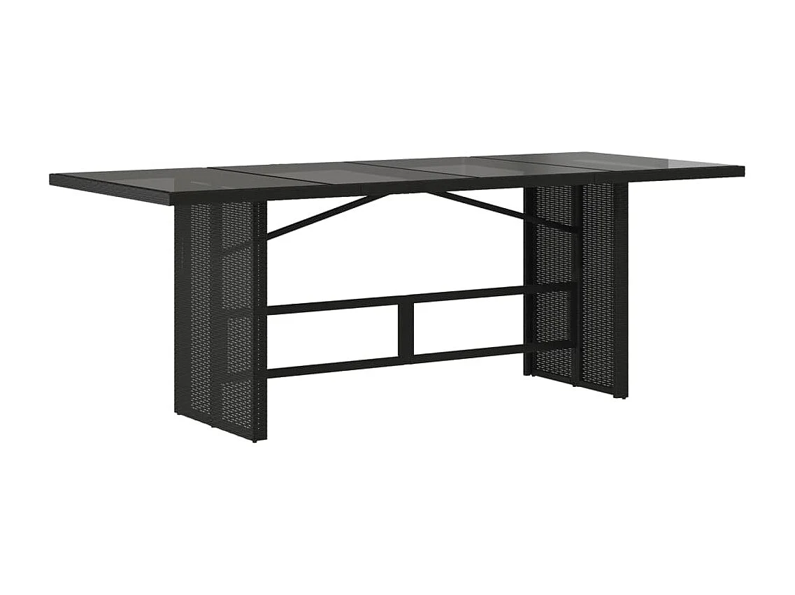 Mesa de jardim com tampo de vidro 190x80x75 cm vime PE preto