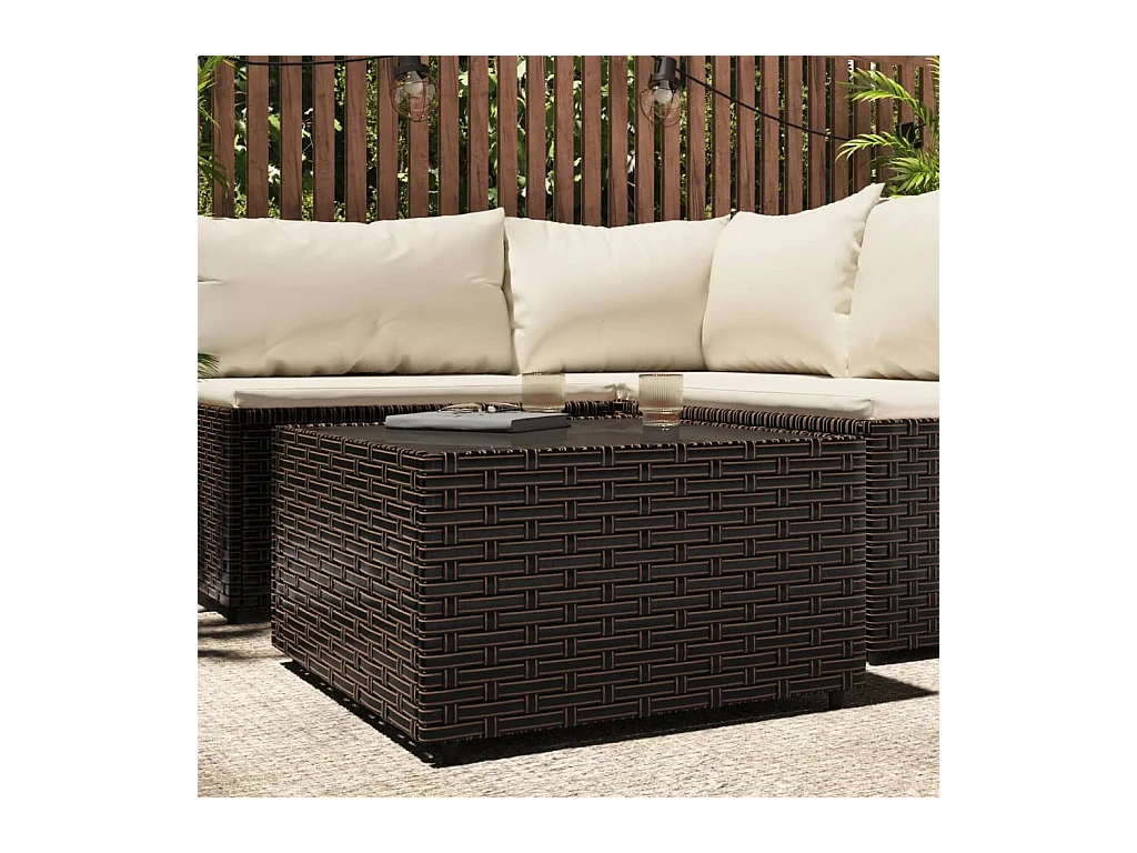 Salontafel tuin vierkant 50x50x30 cm poly rattan bruin