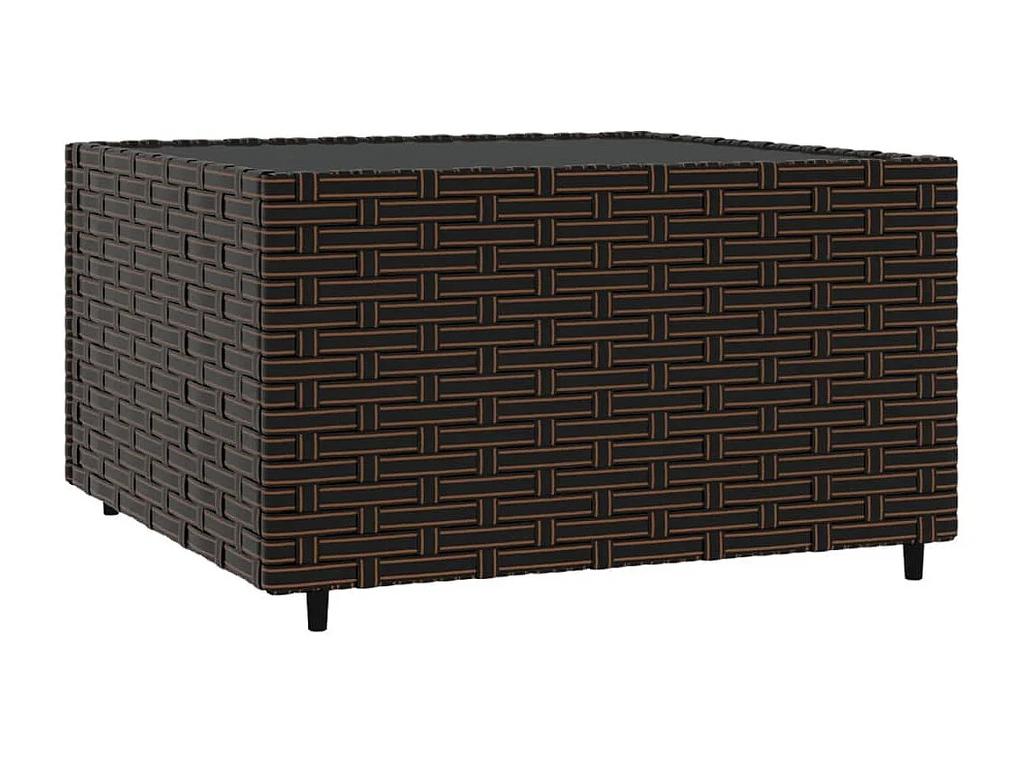 Table basse de jardin carré marron 50x50x30 cm résine tressée