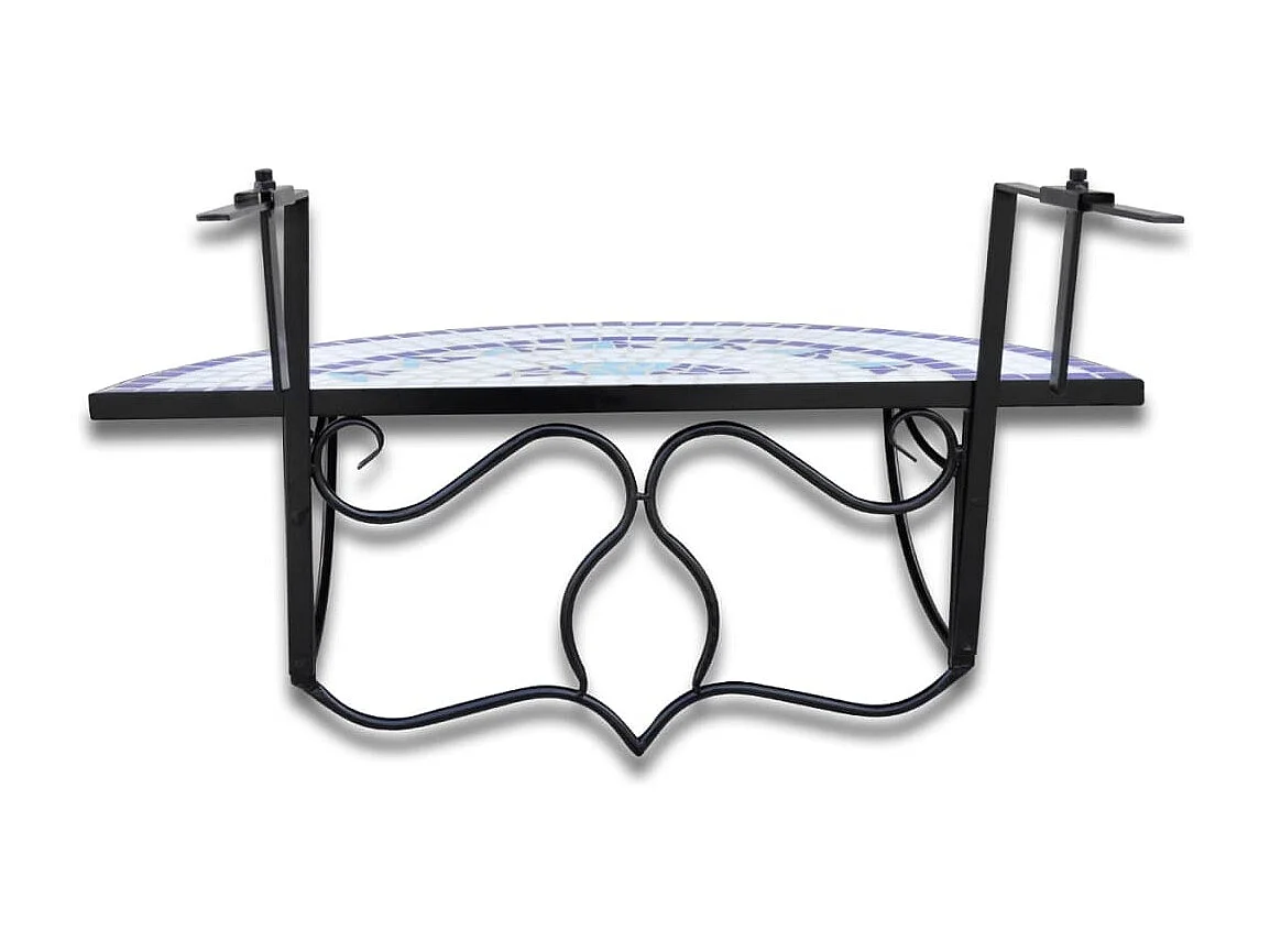 Mesa de varanda suspensa mosaico azul e branco