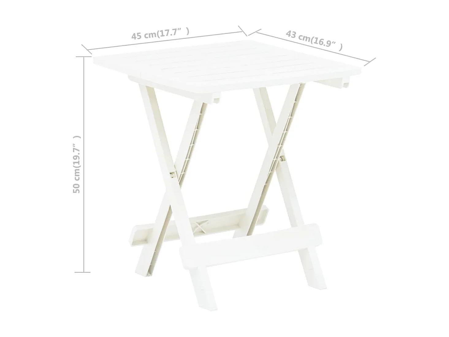 Table pliable de jardin blanc 45x43x50 cm plastique