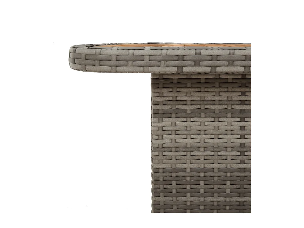 Gartentisch Grau 110x110x71 cm Poly Rattan und Akazienholz