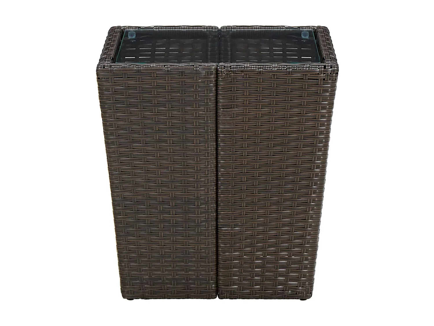 Mesa de centro ratán PE vidrio templado marrón 41,5x41,5x44cm