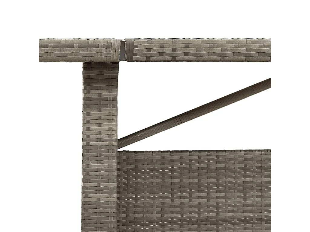 Mesa de jardim com tampo de vidro 240x90x75 cm vime PE cinzento