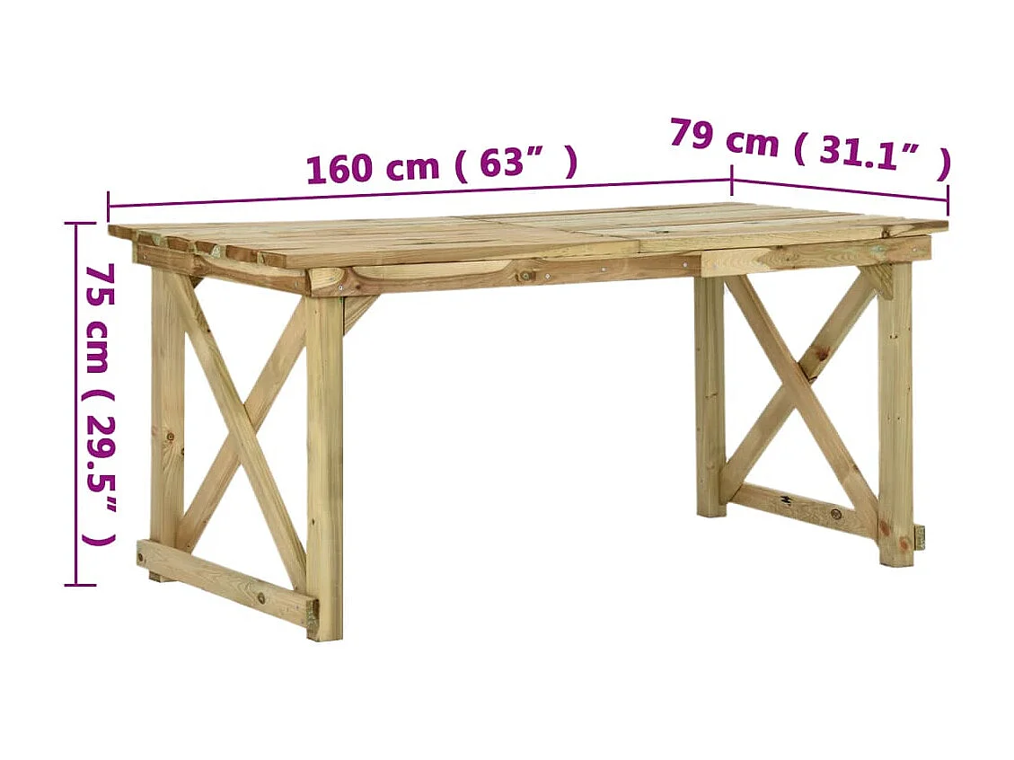 Gartentisch 160x79x75 cm Holz