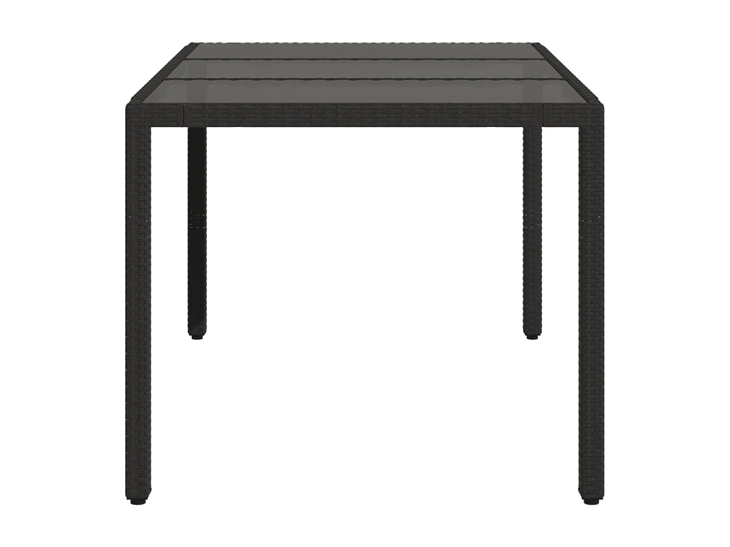 Mesa de jardín superficie de vidrio ratán PE negro 150x90x75 cm
