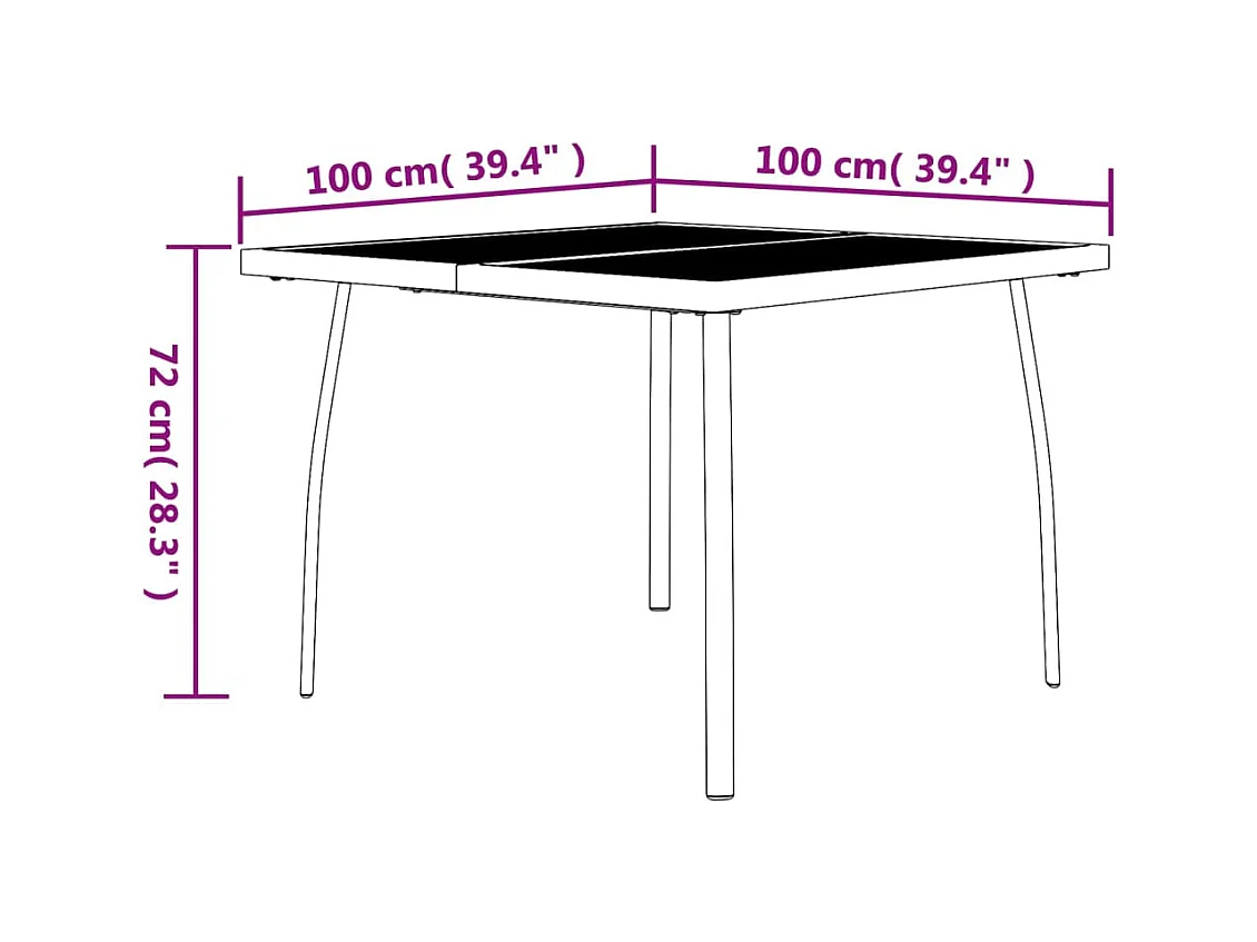 Table de jardin anthracite 100x100x72 cm Treillis d'acier