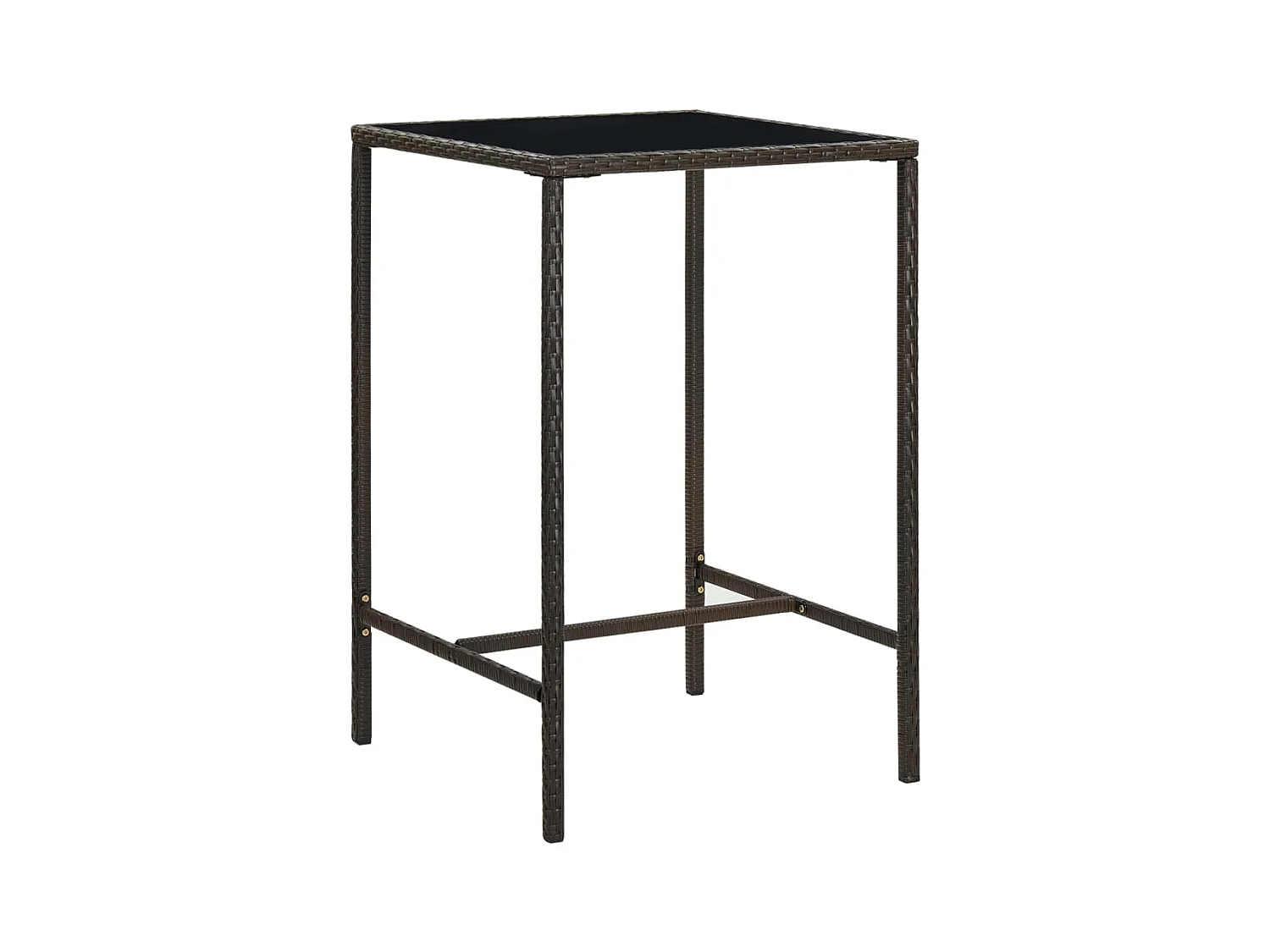 Garten-Bartisch Braun 70x70x110 cm Poly Rattan und Glas