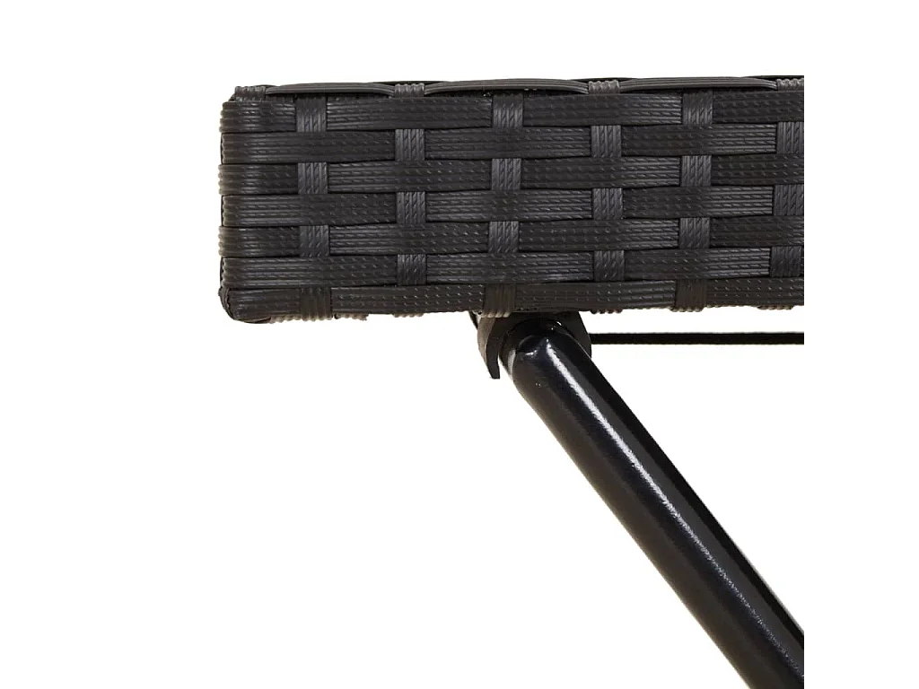 Tavolino Vassoio Pieghevole Nero 65x40x75 cm in Polyrattan