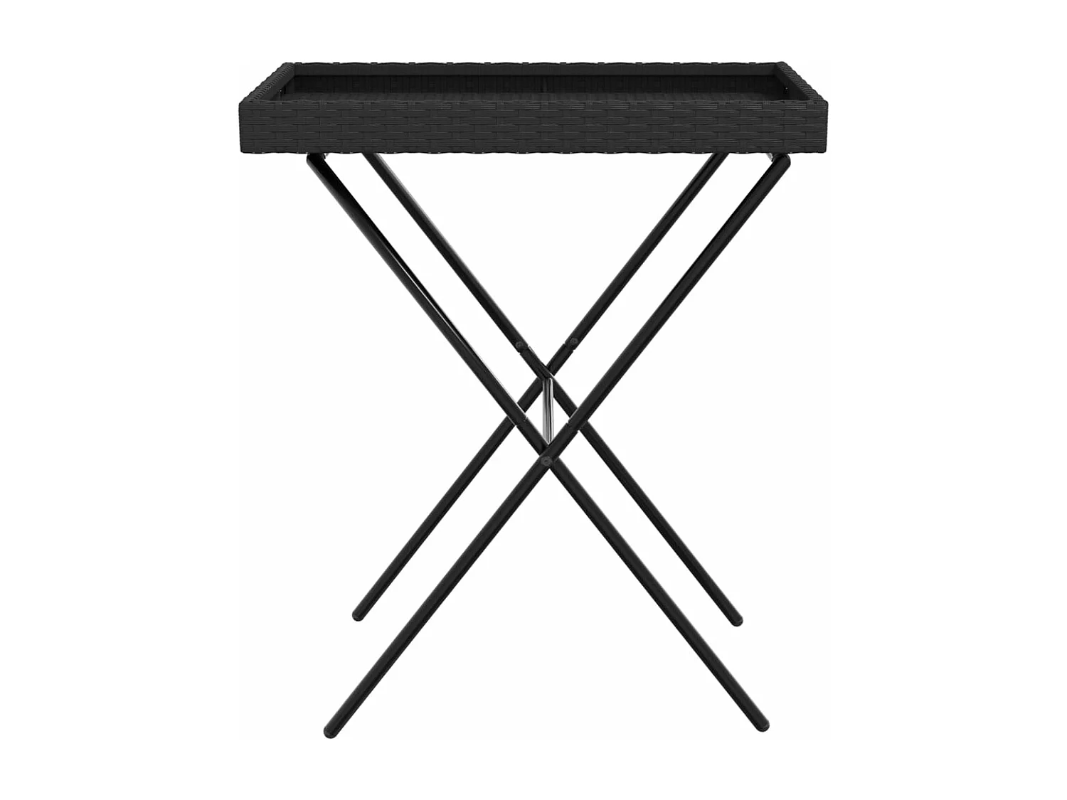 Mesa bandeja dobrável 65x40x75 cm vime PE preto