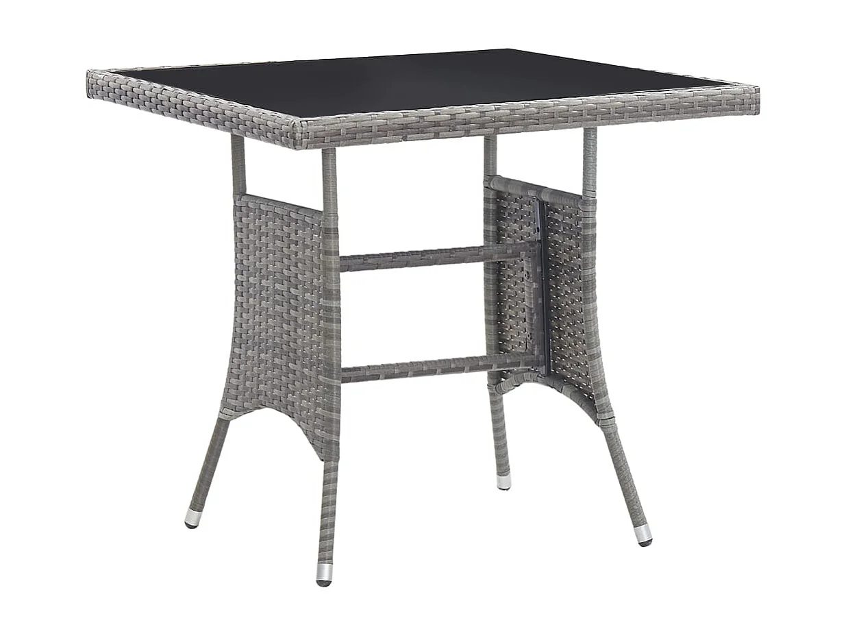 Tavolo da Giardino Grigio 80x80x74 cm in Polyrattan