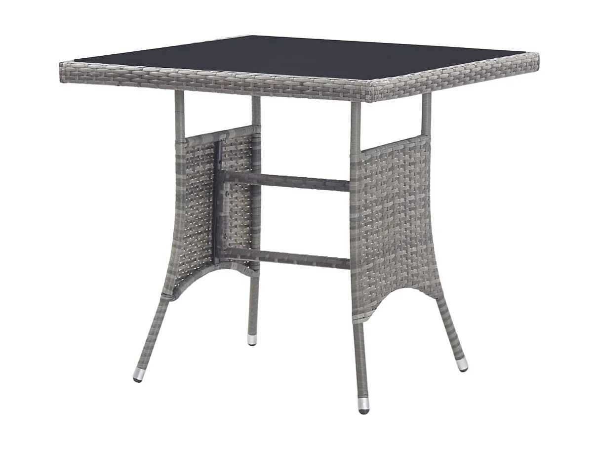 Table de jardin gris 80x80x74 cm résine tressée