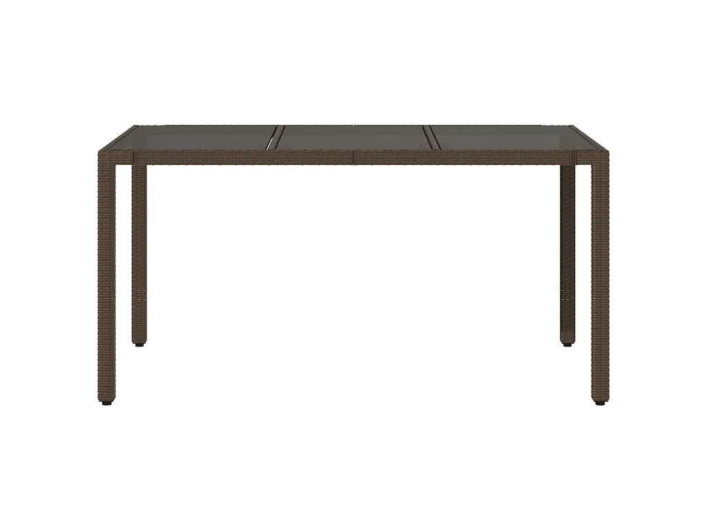 Tavolo Giardino Piano in Vetro Marrone 150x90x75 cm Polyrattan