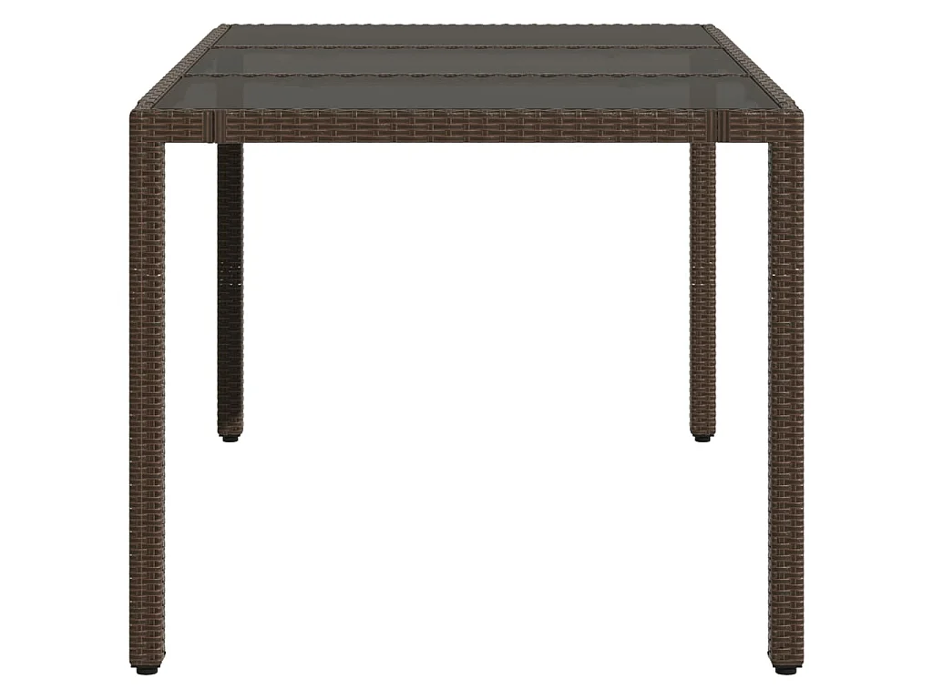Tavolo Giardino Piano in Vetro Marrone 150x90x75 cm Polyrattan