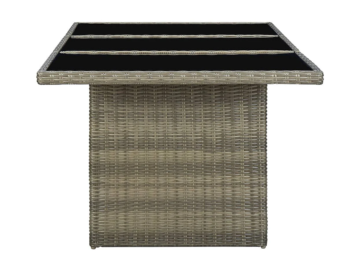 Table de jardin Marron Résine tressée et verre trempé