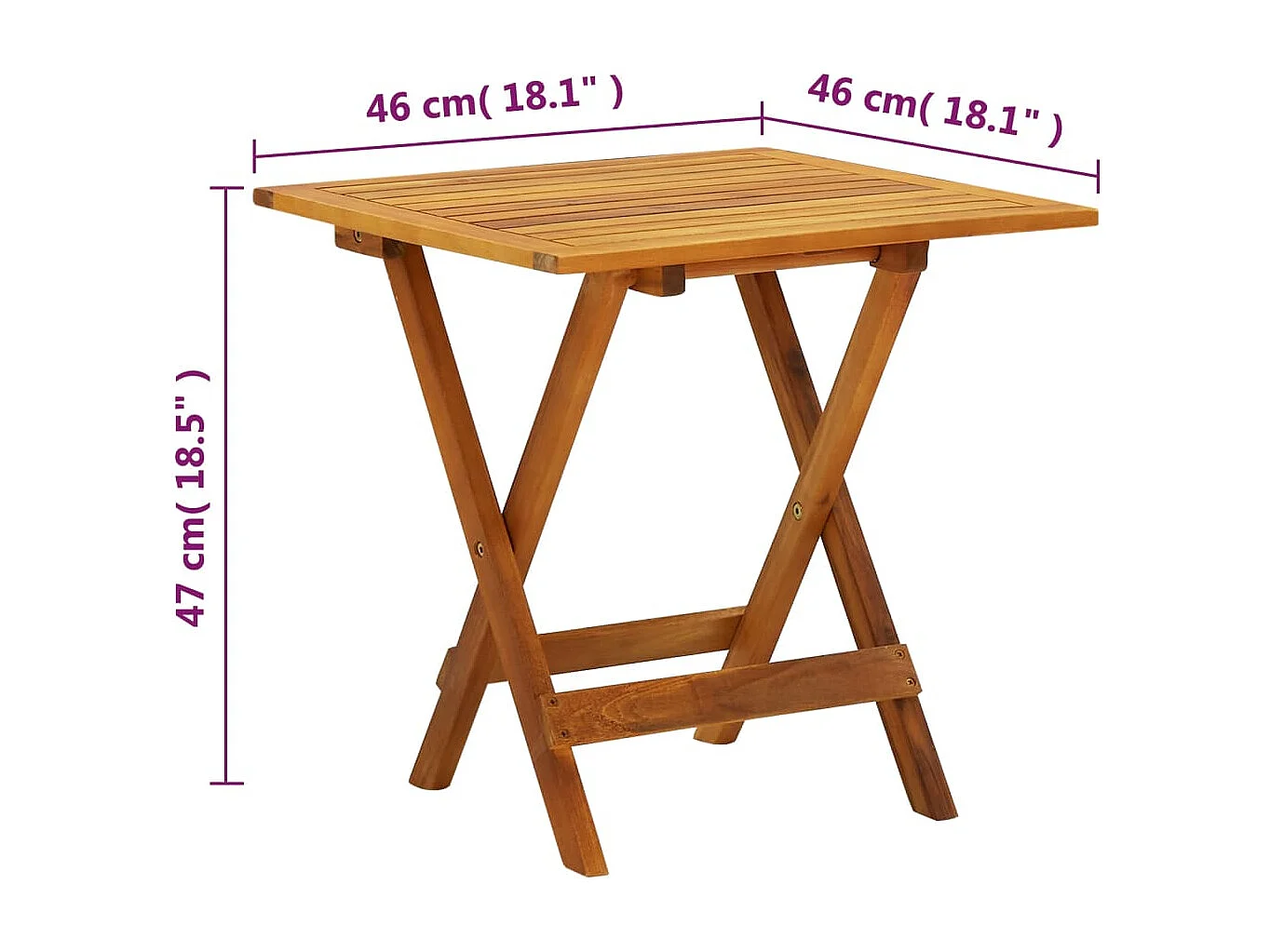 Table de bistro 46x46x47 cm Bois d'acacia massif