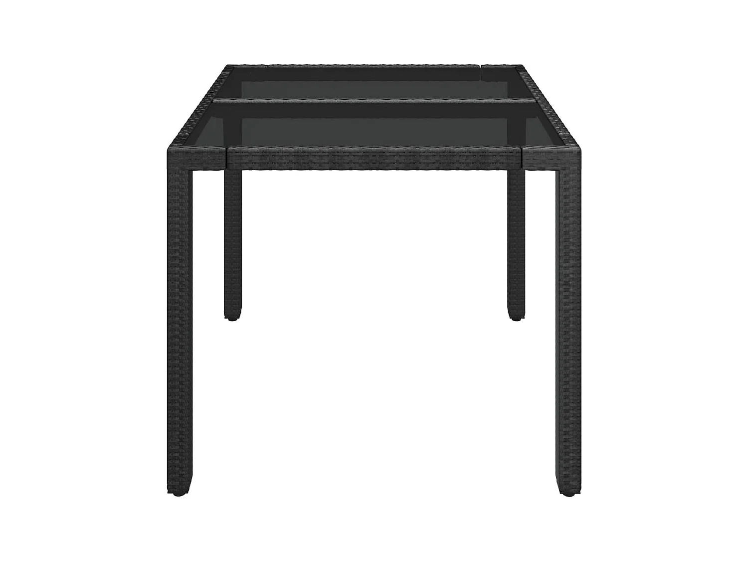 Gartentisch mit Glasplatte Schwarz 90x90x75 cm Poly Rattan