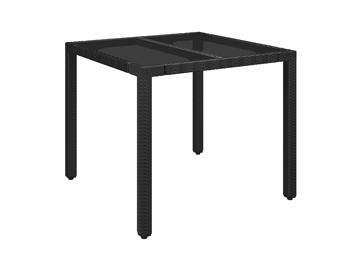 Gartentisch mit Glasplatte Schwarz 90x90x75 cm Poly Rattan