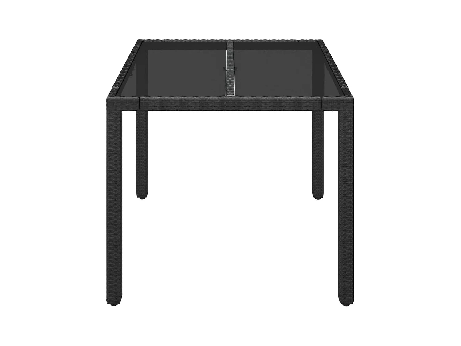 Gartentisch mit Glasplatte Schwarz 90x90x75 cm Poly Rattan